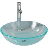 vidaXL - Wastafel - met - kraan - en - pop-up - afvoer - gehard - glas - transparant