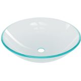 vidaXL Wastafel met kraan en pop-up afvoer gehard glas transparant