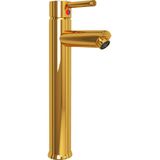 vidaXL - Wastafel - met - kraan - en - pop-up - afvoer - gehard - glas - bruin
