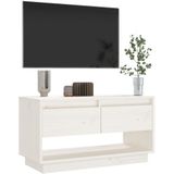 VidaXL Tv-meubel 74x34x40 cm Massief Grenenhout Wit