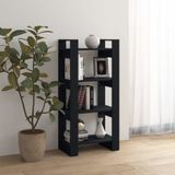 VidaXL Boekenkast/Kamerscherm 60x35x125 cm Massief Hout Zwart