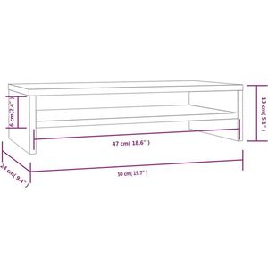 VidaXL Monitorstandaard 50x24x13 cm Massief Grenenhout Wit