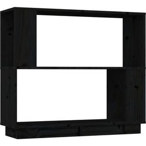 vidaXL-Boekenkast/kamerscherm-80x25x70-cm-massief-grenenhout-zwart