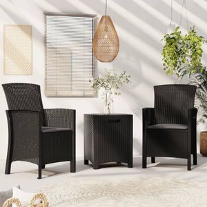 VidaXL 3-delige Loungeset met Kussens - PP Rattan Grafietkleurig