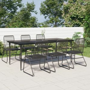 VidaXL 7-delige Tuinset PVC-Rattan Zwart