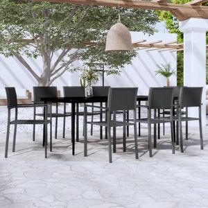 VidaXL 9-delige Tuinset Zwart