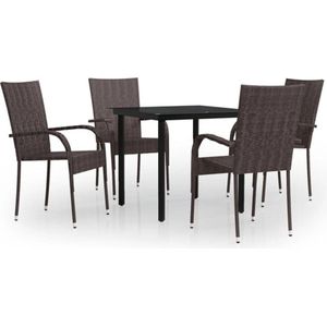 vidaXL 5-delige Tuinset bruin en zwart