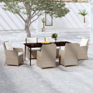 vidaXL 7-tlg. Garten-Essgruppe Braun