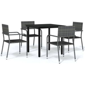 vidaXL 5-tlg. Garten-Essgruppe Grau