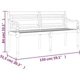 vidaXL Bankje Batavia met antracietkleurig kussen 150 cm teakhout