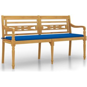 vidaXL Batavia-Bank mit Königsblauem Kissen 150 cm Massivholz Teak