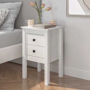 vidaXL - Nachtkastje - 40x35x61,5 - cm - massief - grenenhout - wit