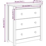 VidaXL Dressoir 70x35x80 cm Massief Grenenhout Honingbruin