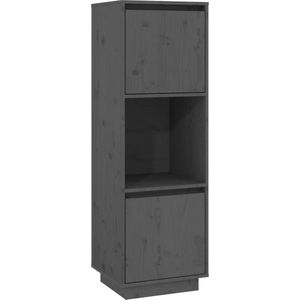 VidaXL Hoge Kast 38x35x117 cm Massief Grenenhout Grijs