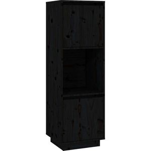 vidaXL-Hoge-kast-38x35x117-cm-massief-grenenhout-zwart