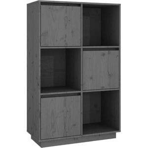 VidaXL Hoge Kast 74x35x117 cm Massief Grenenhout Grijs