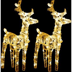 vidaXL - Kerstrendieren - 2 Stuks - Warmwit - Acryl