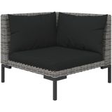 VidaXL 5-delige Loungeset met Kussens - Poly Rattan Donkergrijs