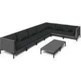 vidaXL 8-delige Loungeset met kussens poly rattan donkergrijs