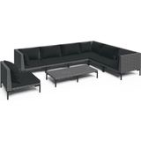 vidaXL 8-delige Loungeset met kussens poly rattan donkergrijs