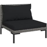 vidaXL 8-delige Loungeset met kussens poly rattan donkergrijs