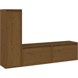 VidaXL TV-meubel 3 st massief grenenhout - Honingbruin