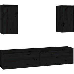 vidaXL-Tv-meubelen-4-st-massief-grenenhout-zwart