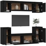 VidaXL TV-meubel 6 st massief grenenhout zwart