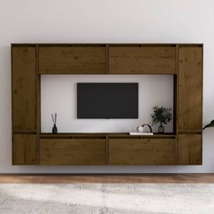 VidaXL TV-meubel 8 st massief grenenhout - Honingbruin