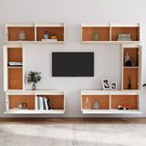 VidaXL TV-meubel 6 st massief grenenhout wit