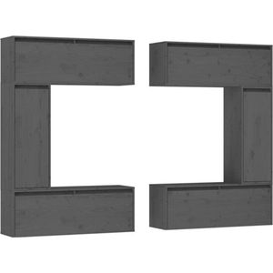 vidaXL-Tv-meubelen-6-st-massief-grenenhout-grijs