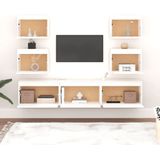 VidaXL TV-meubel 7 st massief grenenhout wit
