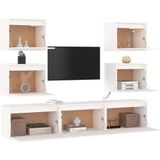 VidaXL TV-meubel 7 st massief grenenhout wit