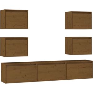 VidaXL TV-meubel 7 st massief grenenhout - Honingbruin