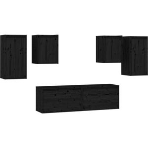 vidaXL-Tv-meubelen-6-st-massief-grenenhout-zwart