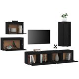 vidaXL-Tv-meubelen-5-st-massief-grenenhout-zwart
