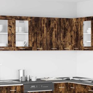 vidaXL Wandkast - Hangend - Gerookt Eikenkleurig - Bewerkt Hout