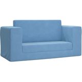 vidaXL Kinderslaapbank 2-zits zacht pluche blauw