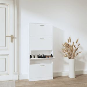 VidaXL Schoenenkast - 59x17x150 cm - Bewerkt Hout - Wit