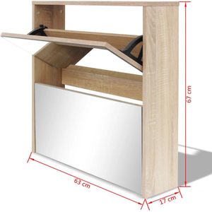 vidaXL-Schoenenkast-met-spiegel-2-laags-63x17x67-cm-betongrijs