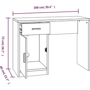 VidaXL Bureau met Kast en Lade 100x40x73 cm - Bewerkt Hout Zwart