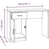 VidaXL Bureau met Kast en Lade 100x40x73 cm - Bewerkt Hout Gerookt Eiken