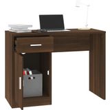 vidaXL Bureau - Bruineiken - Bewerkte Hout - Met Kast en Lade