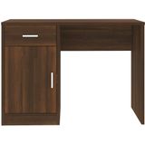 vidaXL Bureau - Bruineiken - Bewerkte Hout - Met Kast en Lade