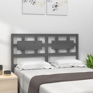 vidaXL Hoofdbord 185,5x4x100 cm massief grenenhout grijs