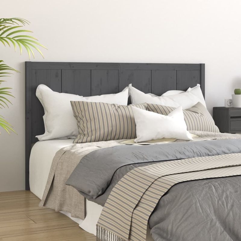 vidaXL Kopfteil Grau 125,5x4x100 cm Massivholz Kiefer