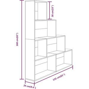 vidaXL-Boekenkast-155x24x160-cm-grijs-sonoma-eikenkleurig