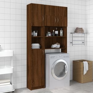 vidaXL - Badkamerkast - 32x25,5x190 - cm - bewerkt - hout - bruin - eikenkleur