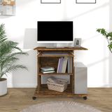 vidaXL - Computerbureau - Gerookt Eikenkleurig - Bewerkte Hout - Compact Ontwerp