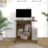 vidaXL - Computerbureau - Gerookt Eikenkleurig - Bewerkte Hout - Compact Ontwerp